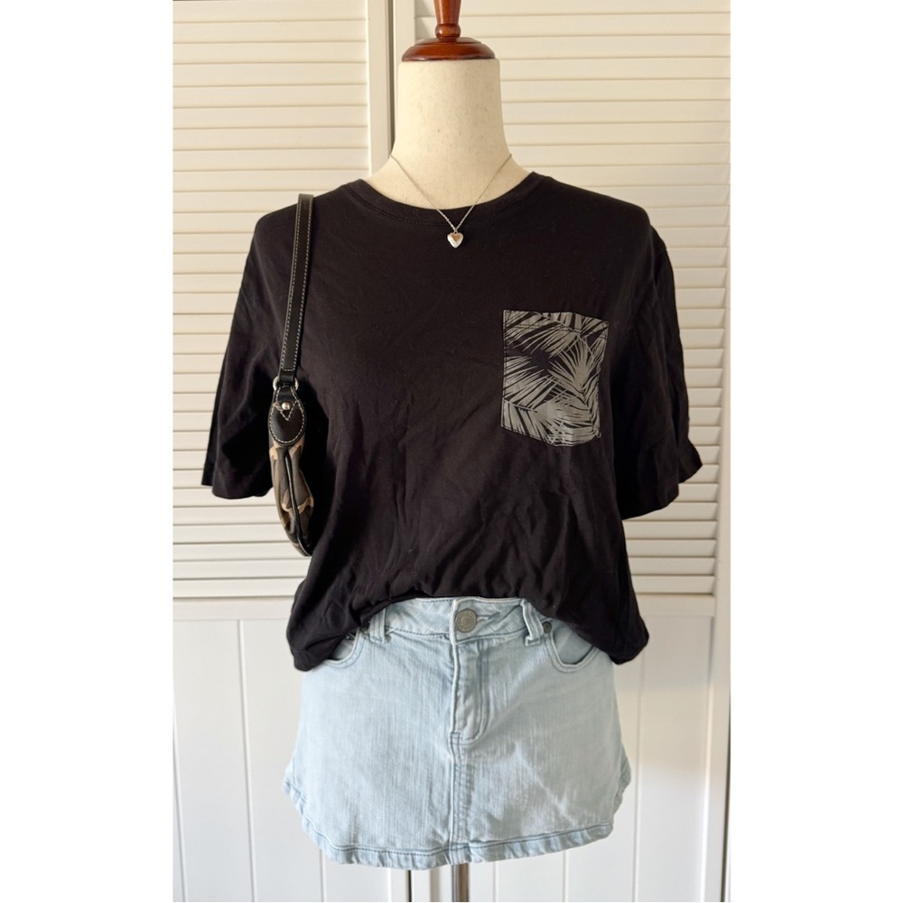 Michael Kors Leaf Pocket Black Tee Shirt Top